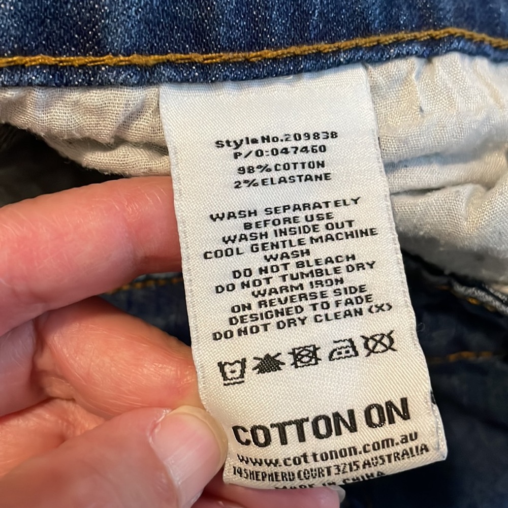 Cotton On Patched Blue Denim Pants Size 6 - Picture 4 of 5